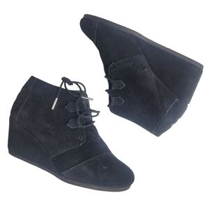 Toms Black Suede Wedge Bootie 8.5